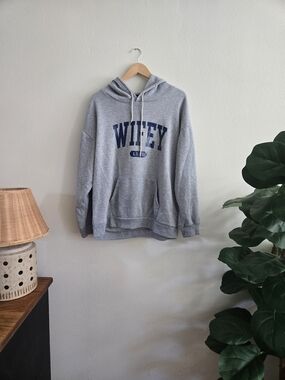 Wifey Grey Pullover Hoodie Sweatshirt